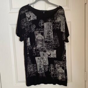Black and Gray Graphic Women's T-shirt